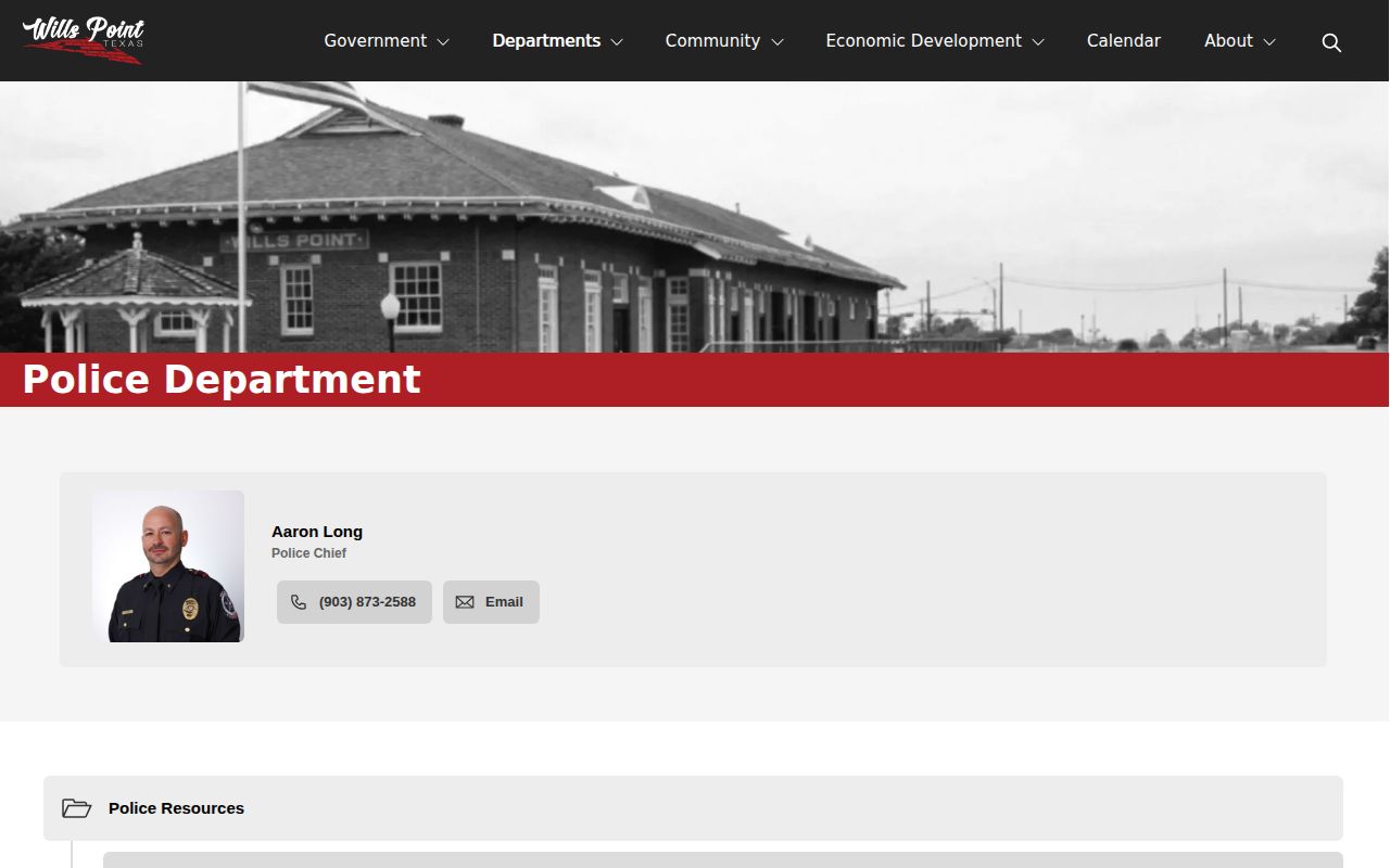 Wills Point Police Department official records page